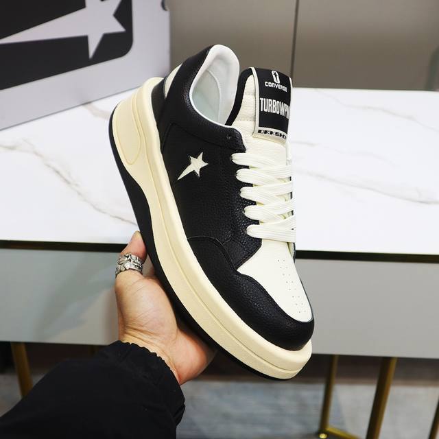 匡威新款情侣装运动鞋rick Owens Drkshdw X Converse Turbodrk Weapon联名款，最新時尚高帮蓝球鞋，潮流百搭之款，鞋面进口